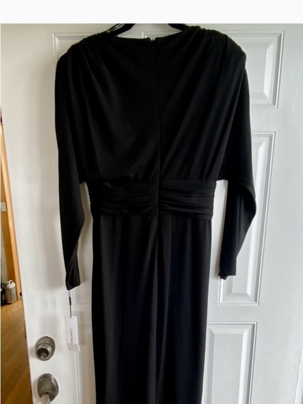 Calvin Klein Black Long Sleeve Ruched Waist Maxi Dress - Picture 9 of 10